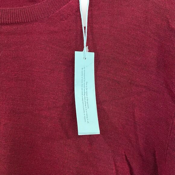 NWT Vince Mens XL 100% Extra Fine Merino Wool Crew Neck Sweater Burgundy Red - Picture 3 of 7